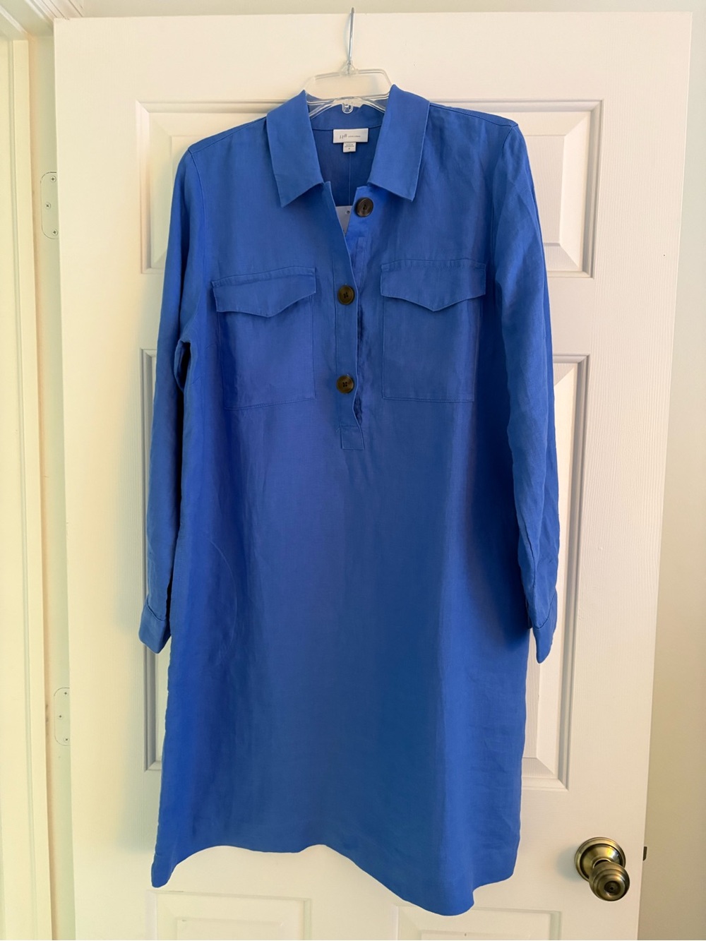 J. Jill Sky Blue Linen Shirt Dress - Picture 6 of 7